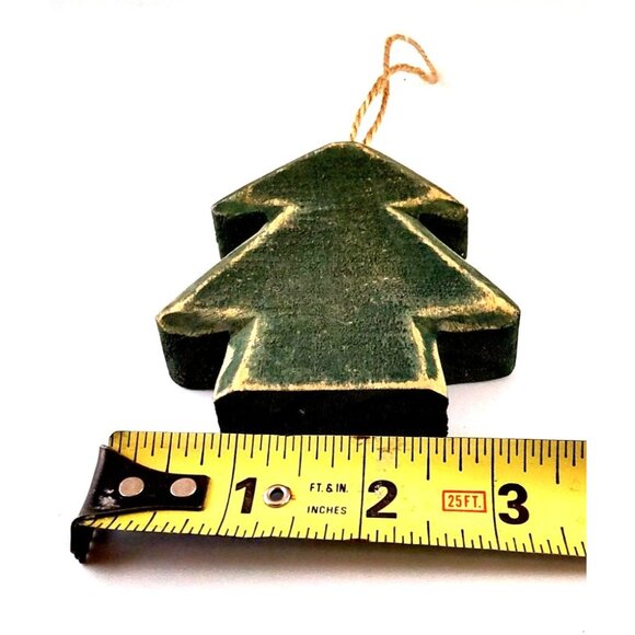 Set Of 3 Rustic Farmhouse Green Wooden Christmas Tree Ornaments W/Twine Hangers - Picture 6 of 6